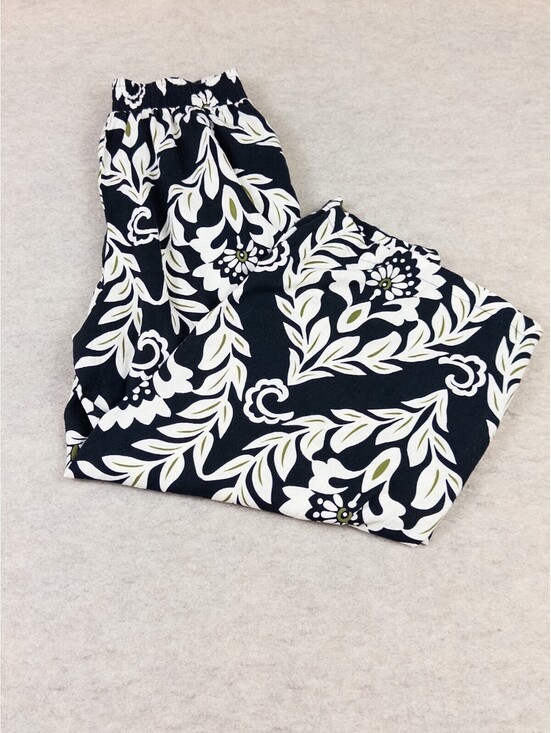 Christian Siriano Pants - Christian Siriano Women's Wide Leg Linen Rayon Pants Size S Black White Floral